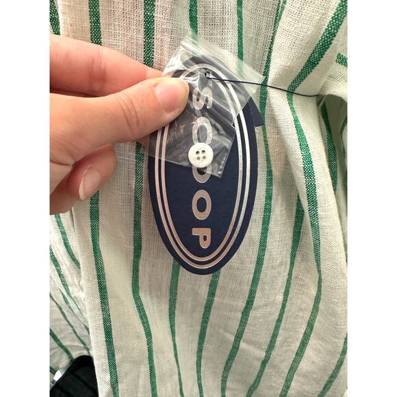 🆕 SCOOP | Green White Striped Linen Blend Button Front Plus Size Top | XXL 20 - Picture 6 of 8